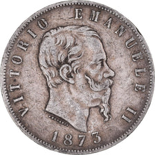 Monnaie, Italie, Vittorio Emanuele II, 5 Lire, 1873, Milan, TB, Argent, KM:8.3
