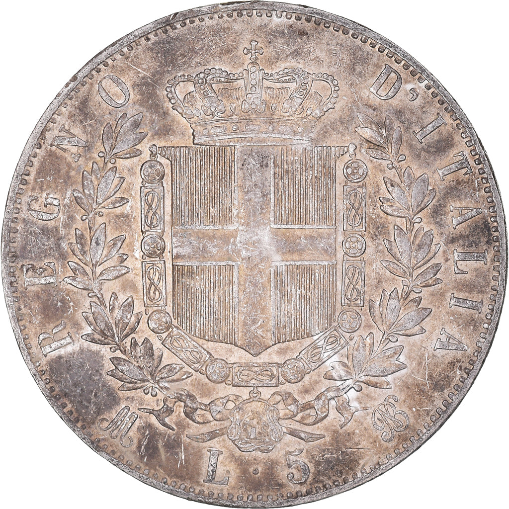 Münze, Italien, Vittorio Emanuele II, 5 Lire, 1873, Milan, SS, Silber, KM:8.3