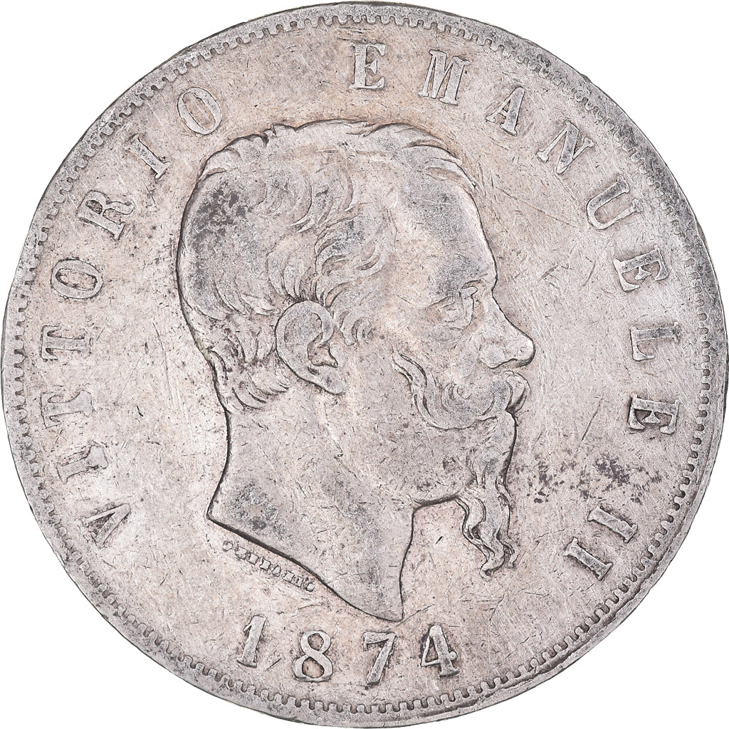 Monnaie, Italie, Vittorio Emanuele II, 5 Lire, 1874, Milan, TB, Argent, KM:8.3