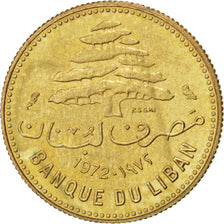 LEBANON, 5 Piastres, 1972, KM #E11, AU(55-58), Nickel-Brass, 2.21