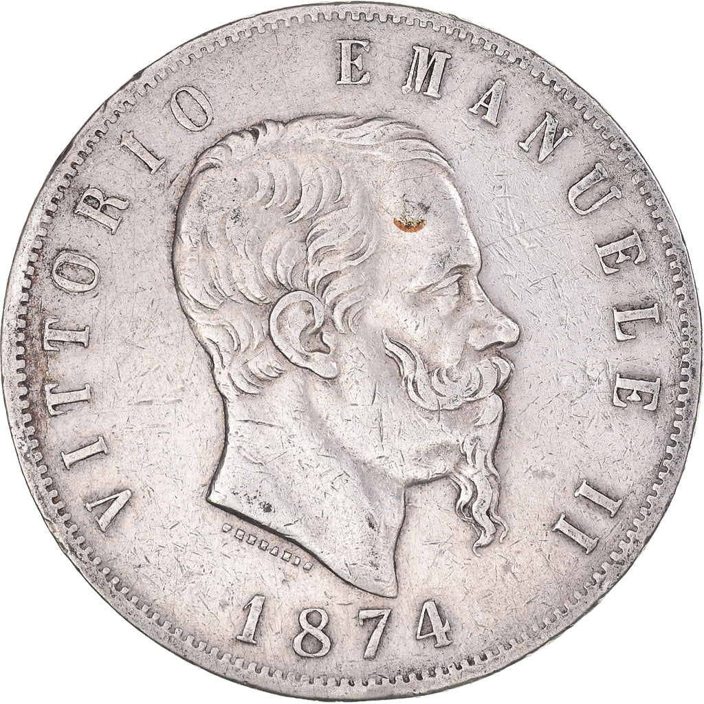 Monnaie, Italie, Vittorio Emanuele II, 5 Lire, 1874, Milan, TB+, Argent, KM:8.3