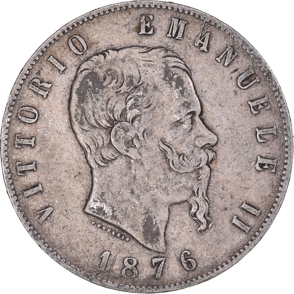 Coin, Italy, Vittorio Emanuele II, 5 Lire, 1876, Rome, VF(20-25), Silver, KM:8.4