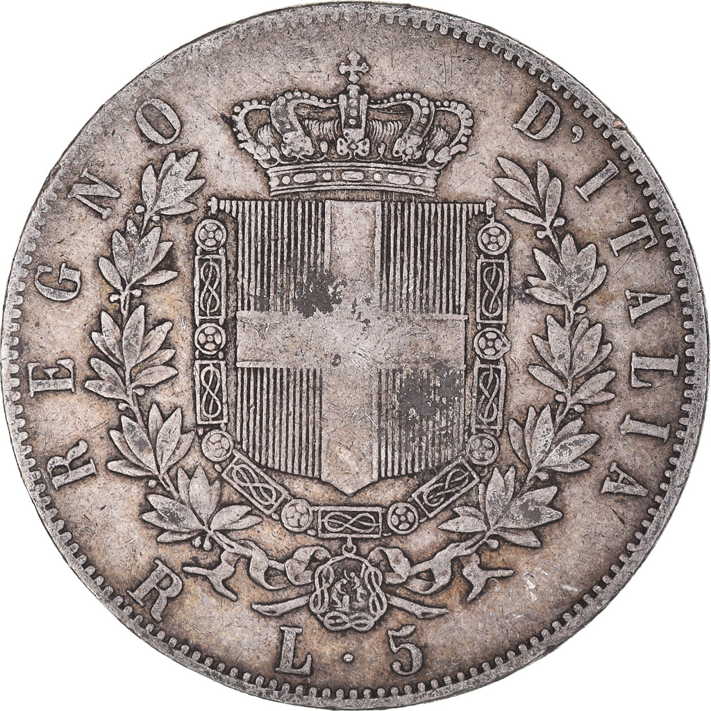 Coin, Italy, Vittorio Emanuele II, 5 Lire, 1876, Rome, VF(20-25), Silver, KM:8.4
