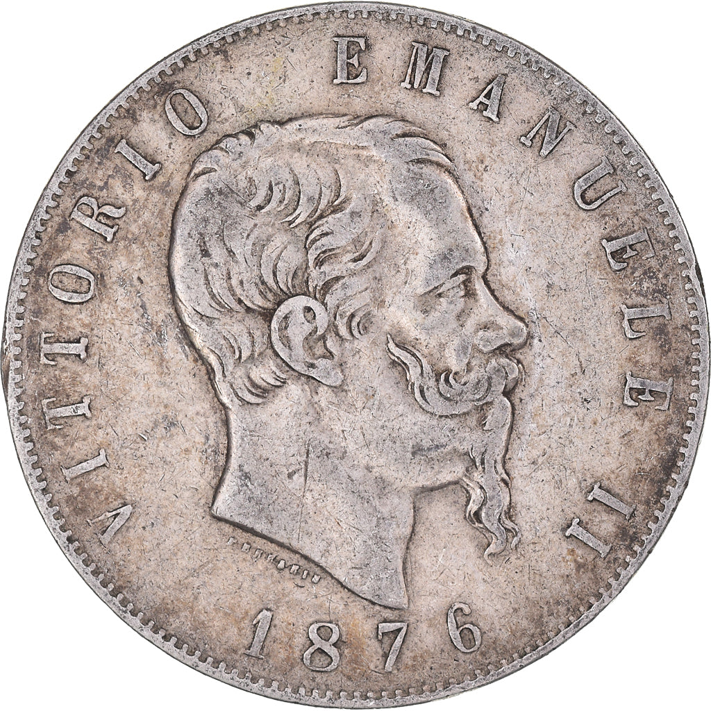 Coin, Italy, Vittorio Emanuele II, 5 Lire, 1876, Rome, VF(20-25), Silver, KM:8.4