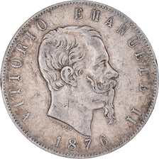 Coin, Italy, Vittorio Emanuele II, 5 Lire, 1876, Rome, VF(20-25), Silver, KM:8.4