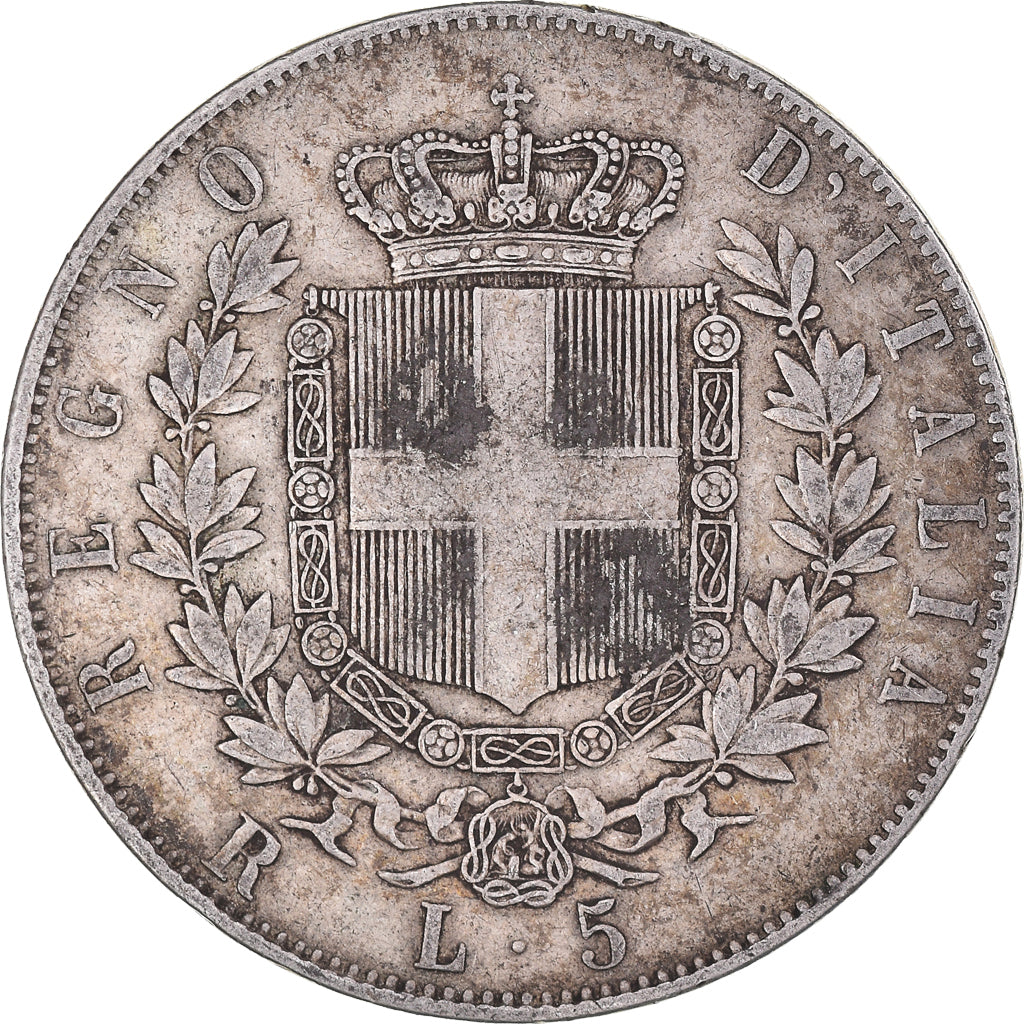 Coin, Italy, Vittorio Emanuele II, 5 Lire, 1876, Rome, VF(20-25), Silver, KM:8.4