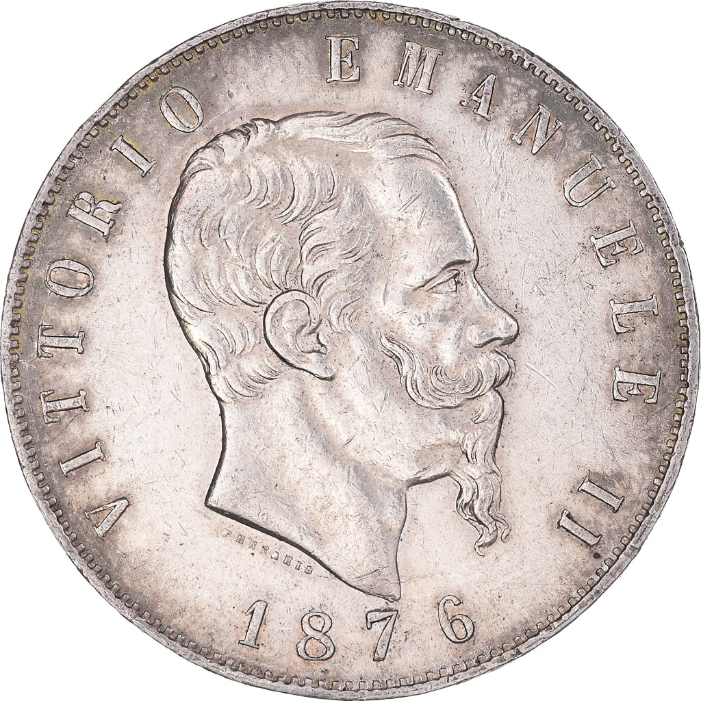Coin, Italy, Vittorio Emanuele II, 5 Lire, 1876, Rome, EF(40-45), Silver, KM:8.4