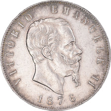 Coin, Italy, Vittorio Emanuele II, 5 Lire, 1876, Rome, EF(40-45), Silver, KM:8.4