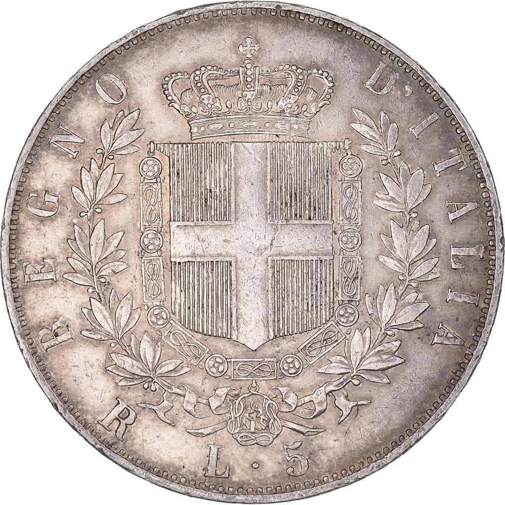 Coin, Italy, Vittorio Emanuele II, 5 Lire, 1876, Rome, EF(40-45), Silver, KM:8.4