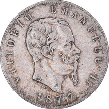 Coin, Italy, Vittorio Emanuele II, 5 Lire, 1877, Rome, VF(20-25), Silver, KM:8.4