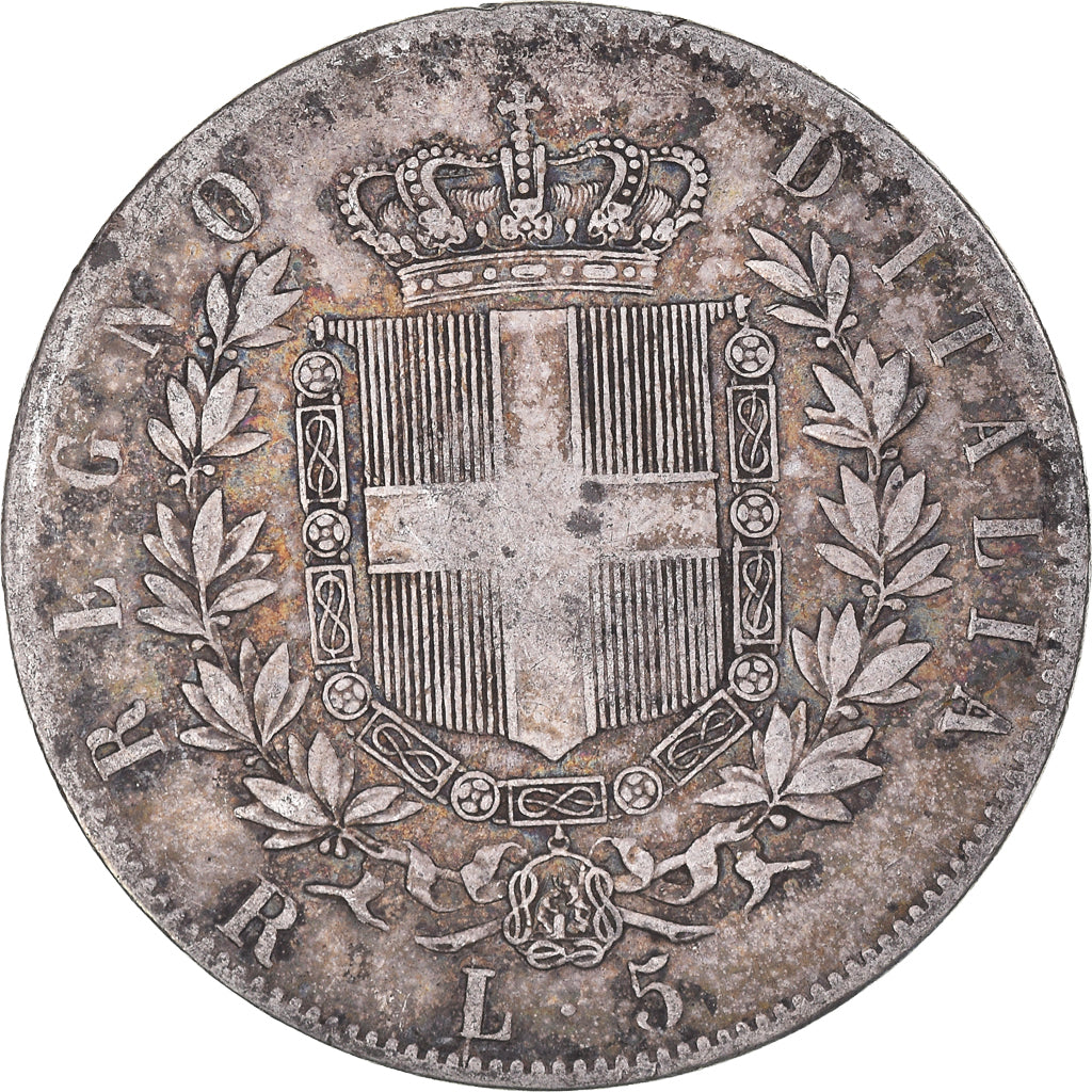 Coin, Italy, Vittorio Emanuele II, 5 Lire, 1877, Rome, VF(20-25), Silver, KM:8.4