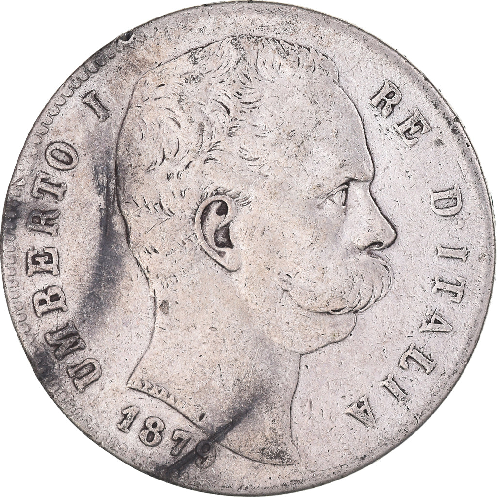 Moneta, Italia, Umberto I, 5 Lire, 1879, Rome, MB, Argento, KM:20