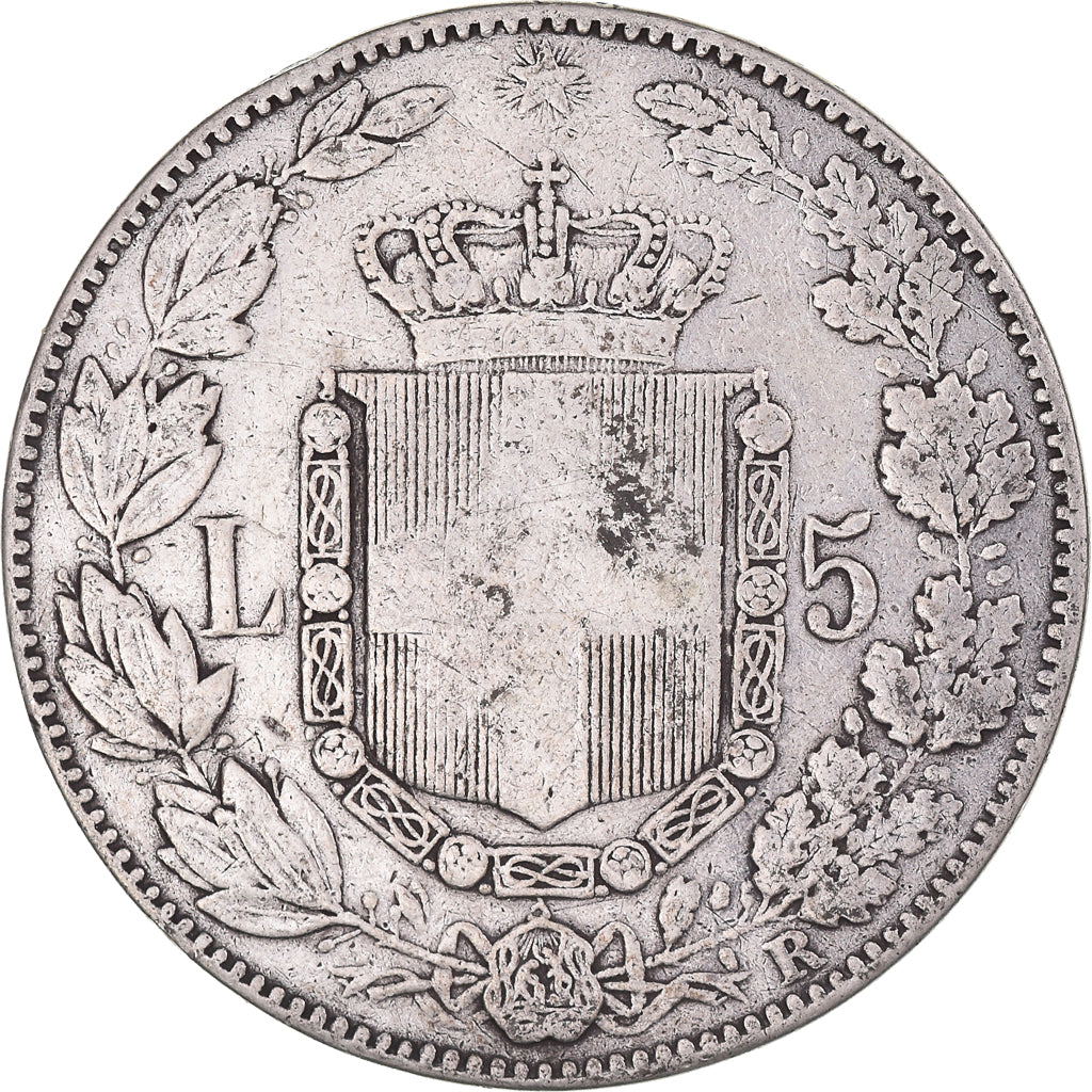 Moneta, Italia, Umberto I, 5 Lire, 1879, Rome, MB, Argento, KM:20