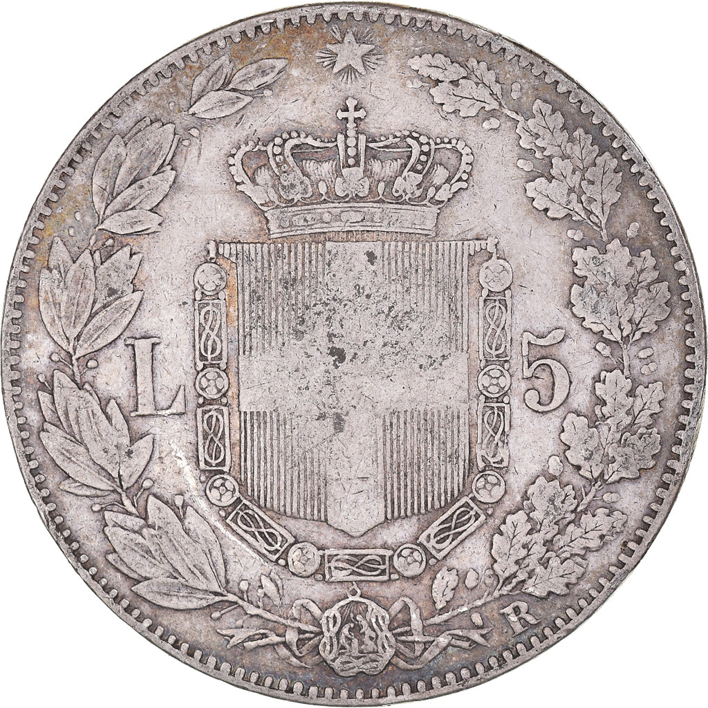Moneta, Italia, Umberto I, 5 Lire, 1879, Rome, MB+, Argento, KM:20