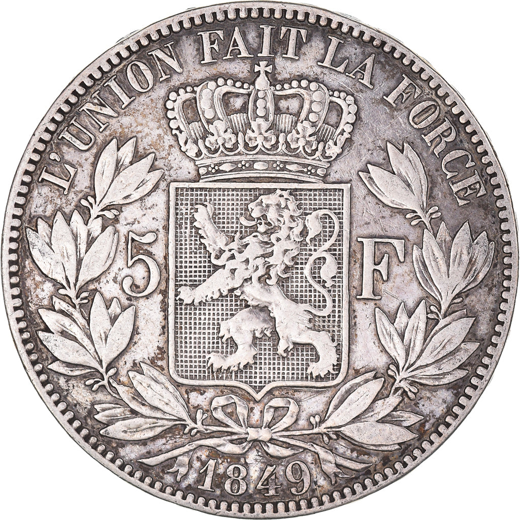Coin, Belgium, Leopold I, 5 Francs, 5 Frank, 1849, Brussels, VF(20-25), Silver