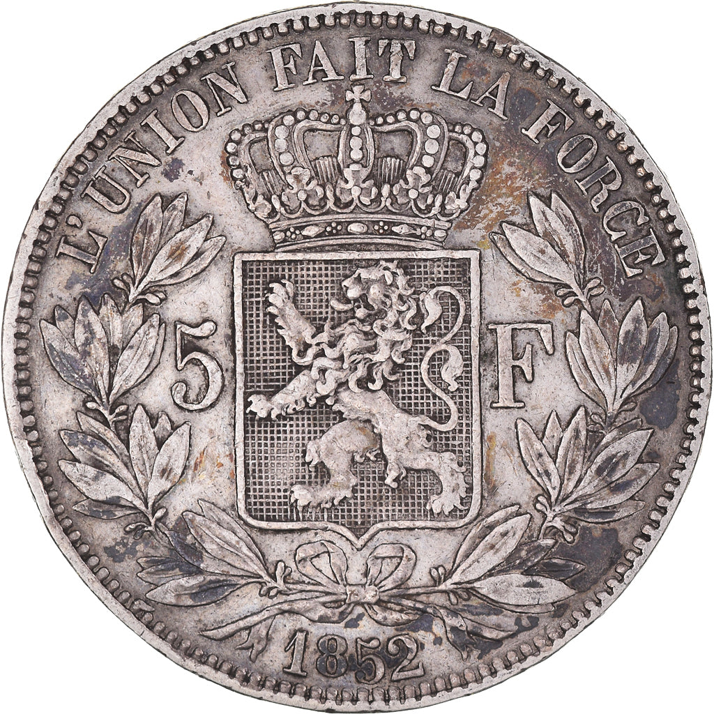 Coin, Belgium, Leopold I, 5 Francs, 5 Frank, 1852, EF(40-45), Silver, KM:17