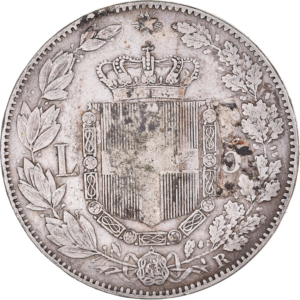 Moeda, Itália, Umberto I, 5 Lire, 1879, Rome, VF(30-35), Prata, KM:20