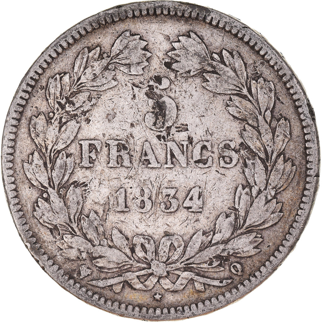 Coin, France, Louis-Philippe, 5 Francs, 1834, Perpignan, VF(20-25), Silver