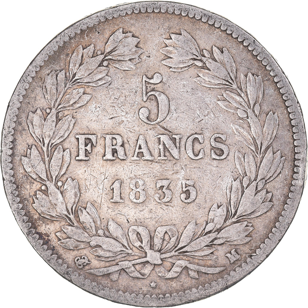 Moneta, Francja, Louis-Philippe, 5 Francs, 1835, Toulouse, VF(30-35), Srebro