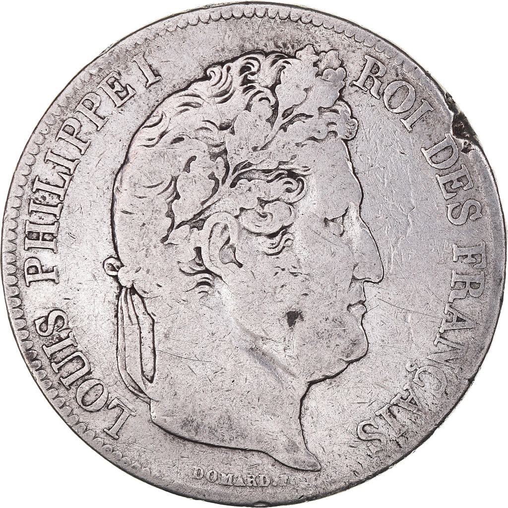 Moneta, Francia, Louis-Philippe, 5 Francs, 1832, Nantes, MB, Argento, KM:749.12
