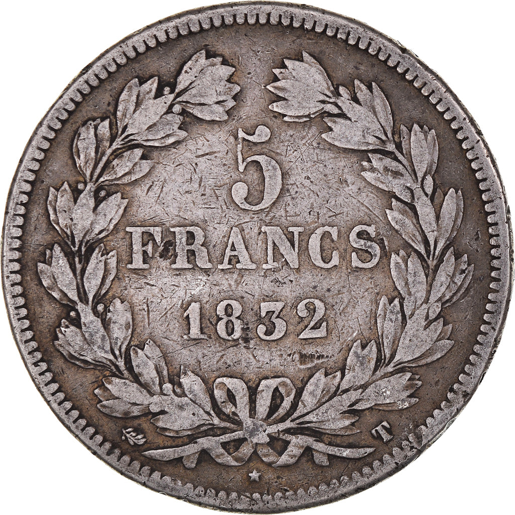 Coin, France, Louis-Philippe, 5 Francs, 1832, Nantes, VF(20-25), Silver