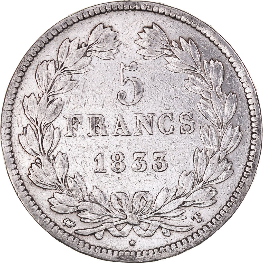 Coin, France, Louis-Philippe, 5 Francs, 1833, Nantes, VF(20-25), Silver