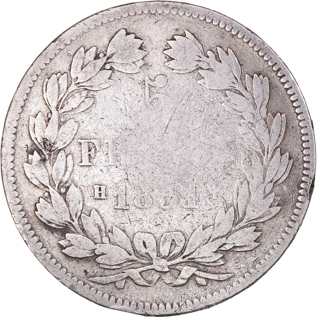 Moneta, Francia, Louis-Philippe, 5 Francs, 1831, La Rochelle, B+, Argento