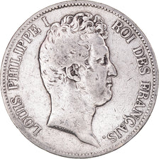 Coin, France, Louis-Philippe, 5 Francs, 1831, Lyon, VF(20-25), Silver, KM:735.4