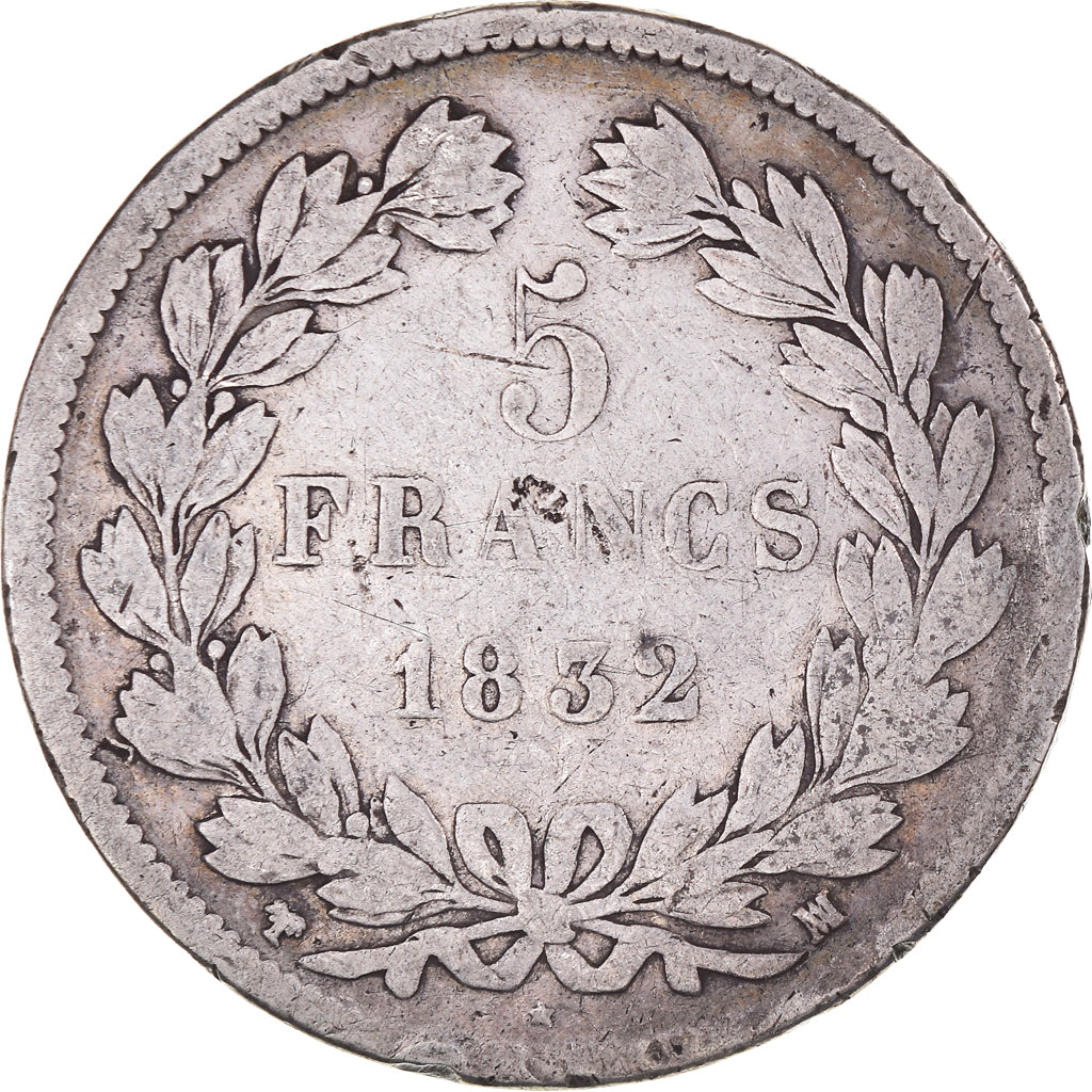 Münze, Frankreich, Louis-Philippe, 5 Francs, 1832, Marseille, S, Silber