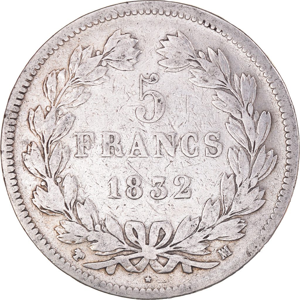 Coin, France, Louis-Philippe, 5 Francs, 1832, Marseille, VF(20-25), Silver