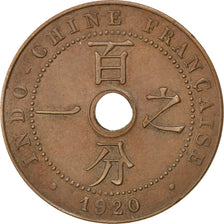 FRENCH INDO-CHINA, Cent, 1920, San Francisco, KM #12.2, AU(50-53), Bronze, 26,..