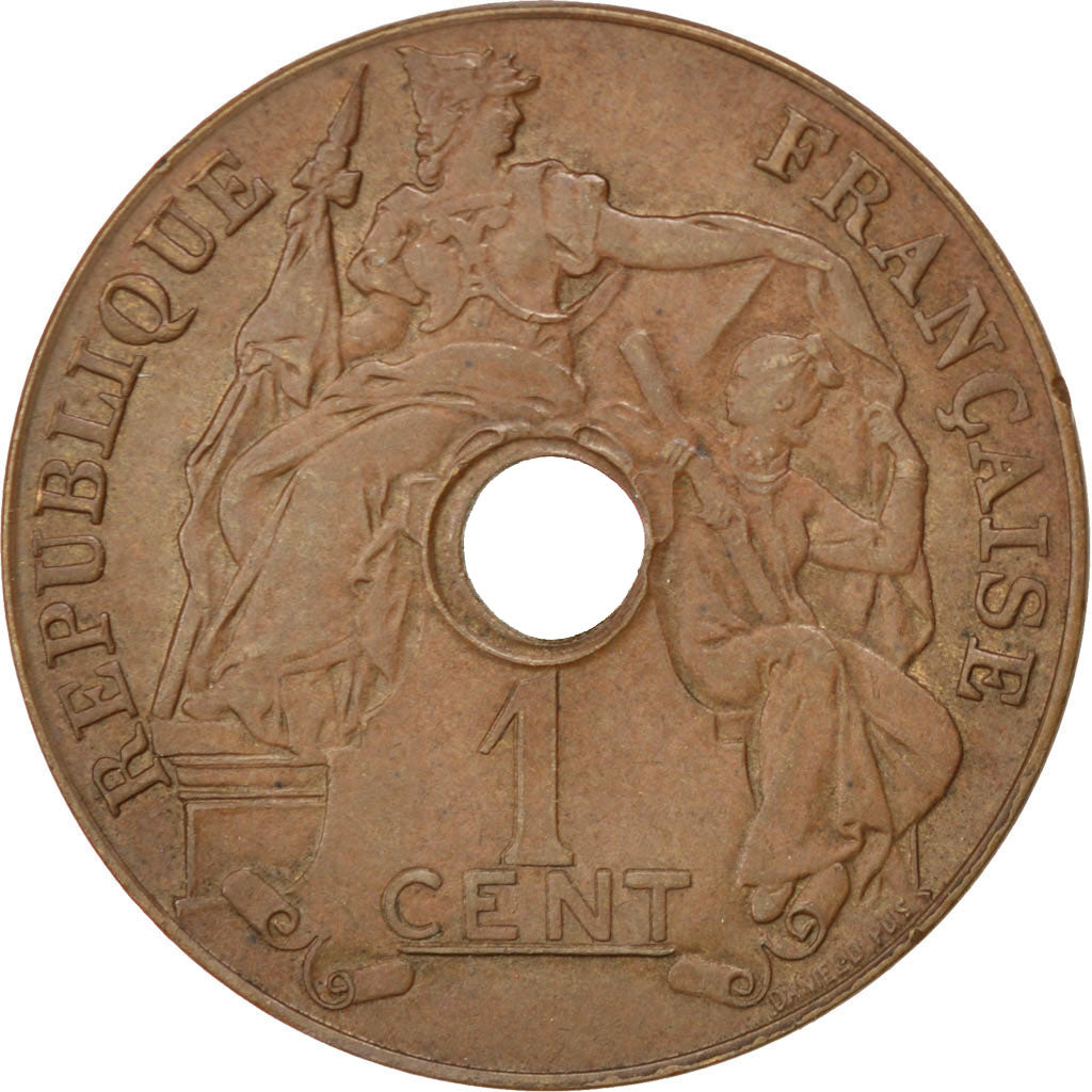 FRENCH INDO-CHINA, Cent, 1920, San Francisco, KM #12.2, AU(50-53), Bronze, 26,..