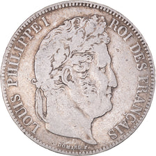 Coin, France, Louis-Philippe, 5 Francs, 1834, Bordeaux, VF(20-25), Silver