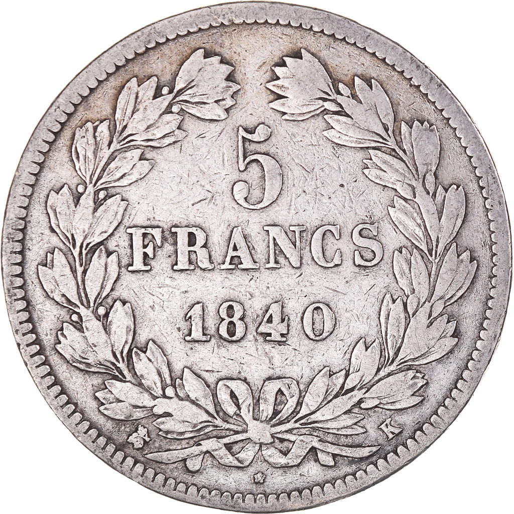 Monnaie, France, Louis-Philippe, 5 Francs, 1840, Bordeaux, TB, Argent