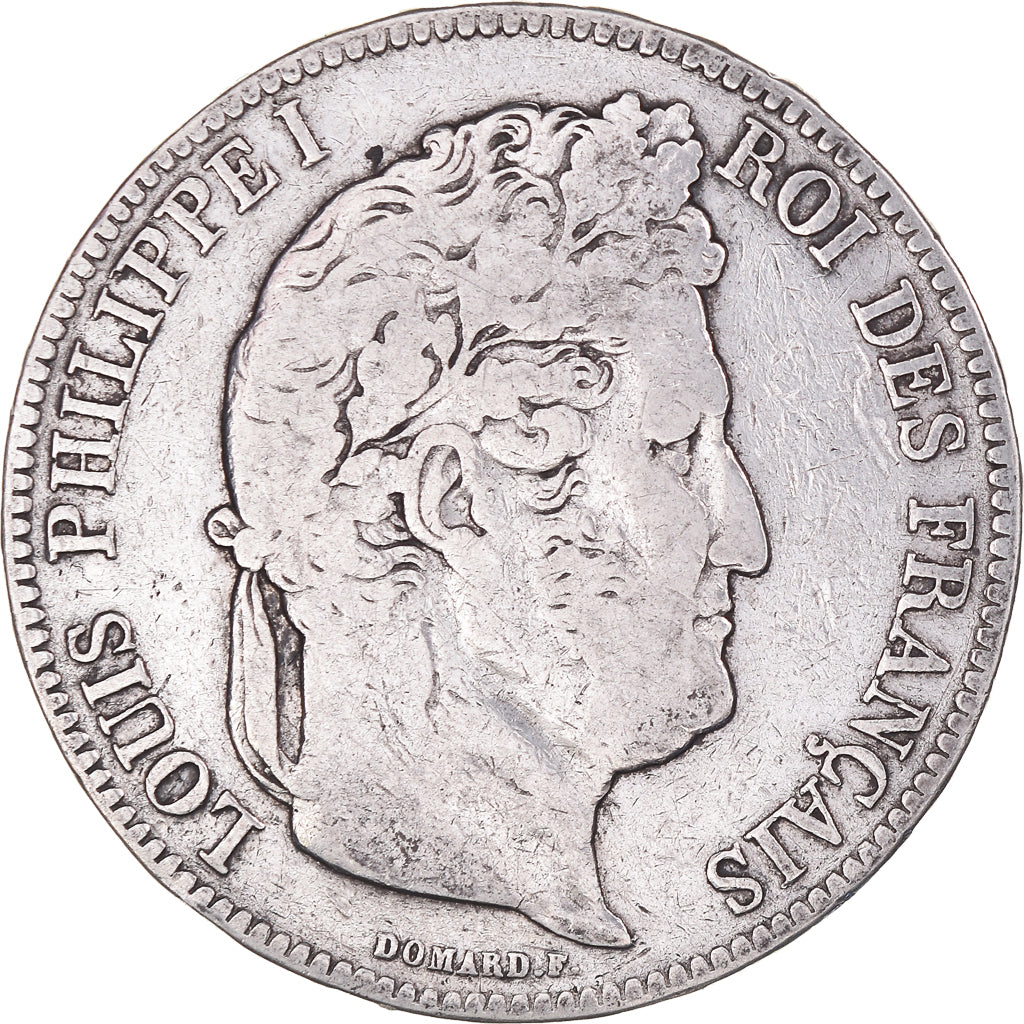 Moeda, França, Louis-Philippe, 5 Francs, 1841, Bordeaux, VF(20-25), Prata