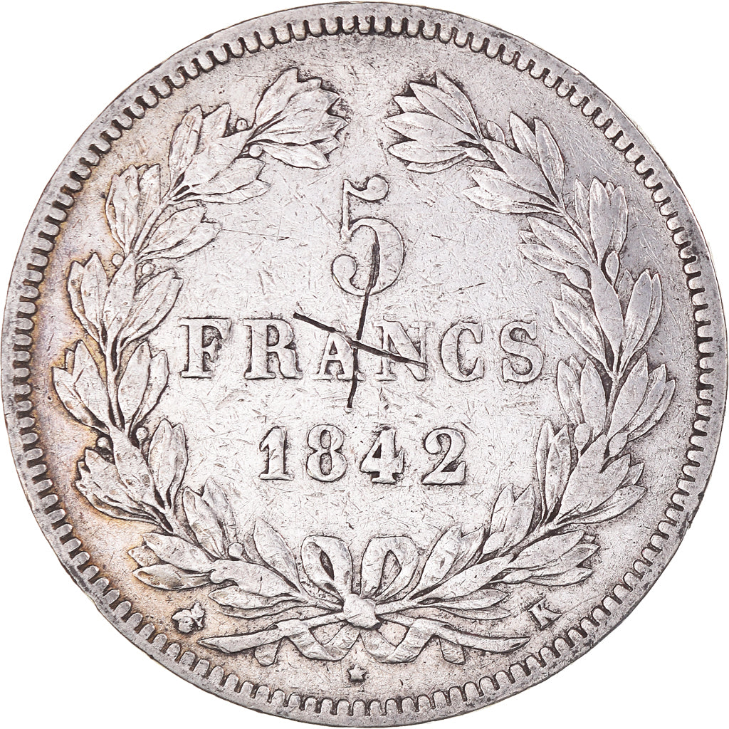 Monnaie, France, Louis-Philippe, 5 Francs, 1842, Bordeaux, TB, Argent