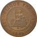 FRENCH COCHIN CHINA, Cent, 1885, Paris, KM #3, AU(55-58), Bronze, Lecompte #14,.