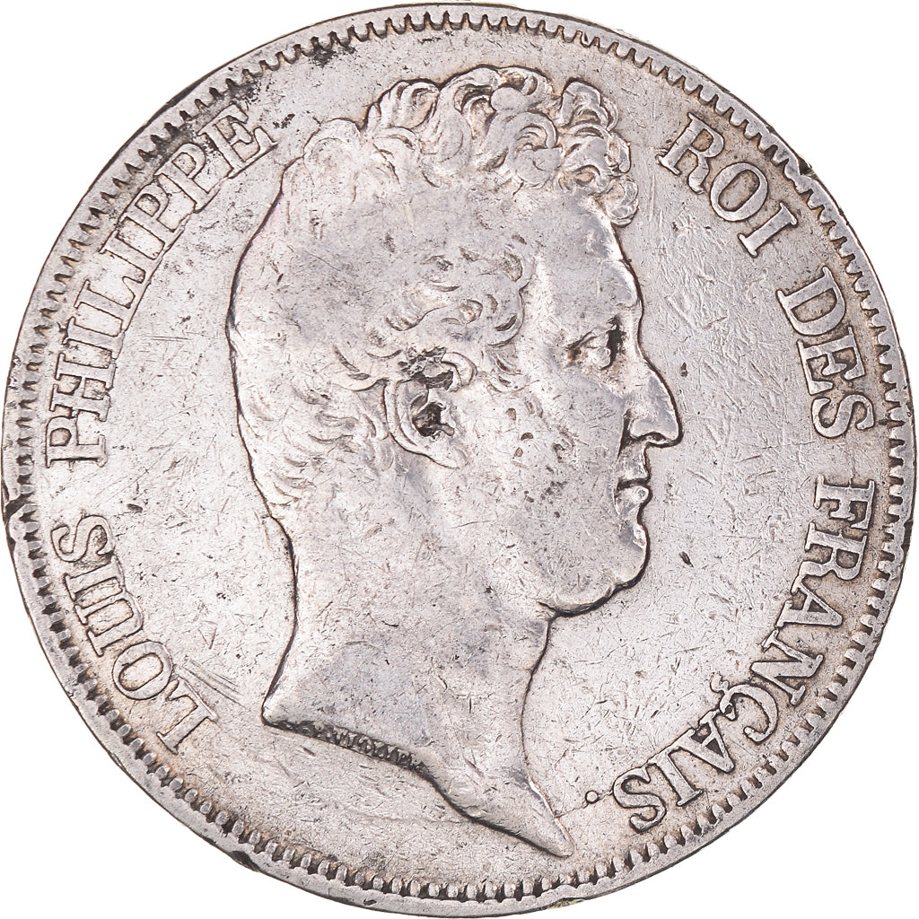 Moneda, Francia, Louis-Philippe, 5 Francs, 1830, Rouen, BC+, Plata, KM:737.2