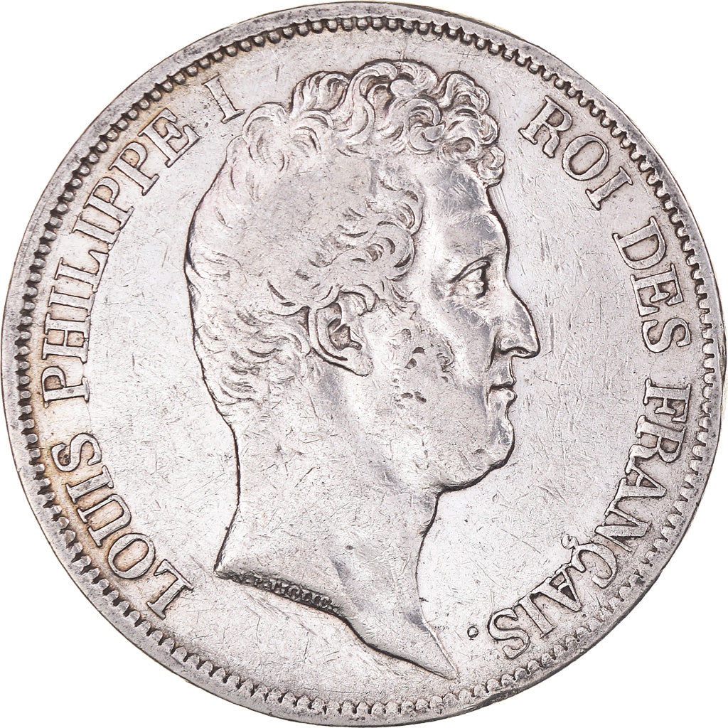 Moneda, Francia, Louis-Philippe, 5 Francs, 1831, Rouen, BC+, Plata, KM:735.2