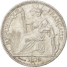 FRENCH COCHIN CHINA, 10 Cents, 1879, Paris, KM #4, AU(55-58), Silver, Lecompte..
