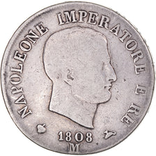Monnaie, États italiens, KINGDOM OF NAPOLEON, Napoleon I, 5 Lire, 1808, Milan