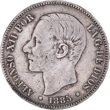 Coin, Spain, Alfonso XII, 5 Pesetas, 1885 (87), Madrid, VF(30-35), Silver