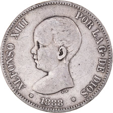 Münze, Spanien, Alfonso XIII, 5 Pesetas, 1888, Madrid, S, Silber, KM:689
