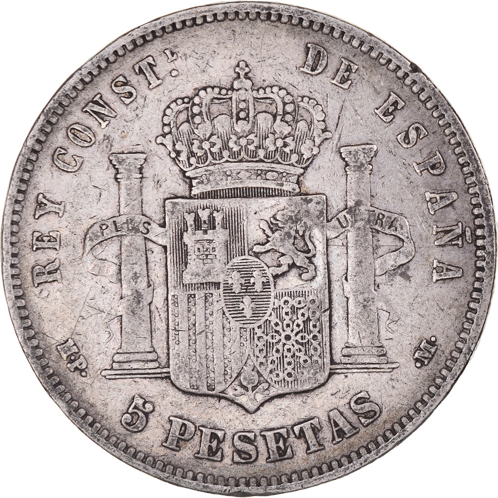 Monnaie, Espagne, Alfonso XIII, 5 Pesetas, 1889, Madrid, TB, Argent, KM:689