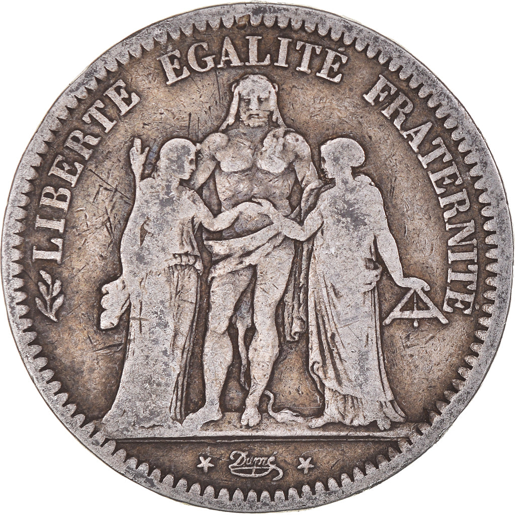 Coin, France, Hercule, 5 Francs, 1848, Strasbourg, VF(20-25), Silver, KM:756.2