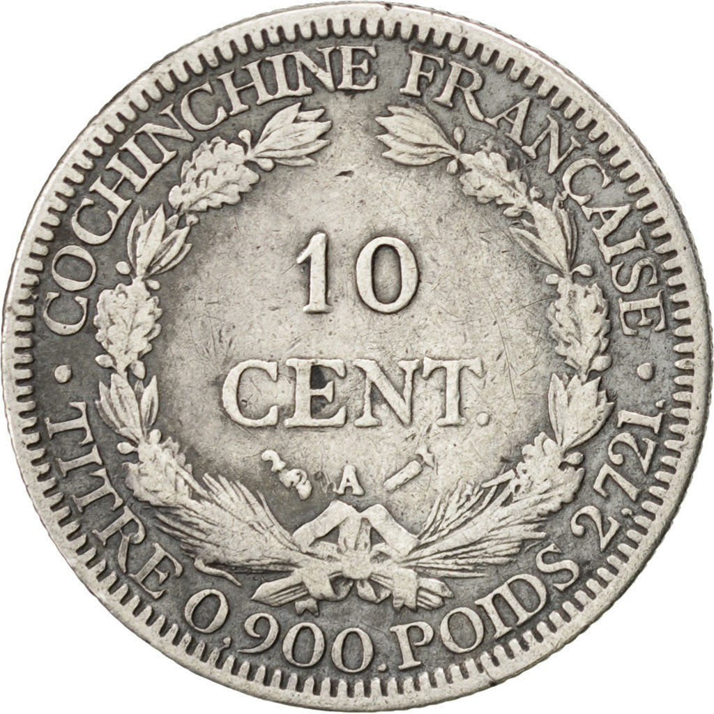 Coin, FRENCH COCHIN CHINA, 10 Cents, 1884, Paris, EF(40-45), Silver, KM:4