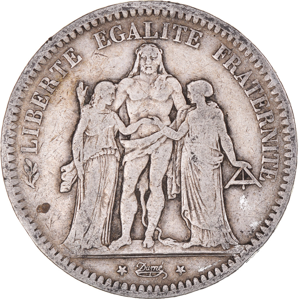 Moeda, França, Hercule, 5 Francs, 1849, Strasbourg, VF(20-25), Prata, KM:756.2