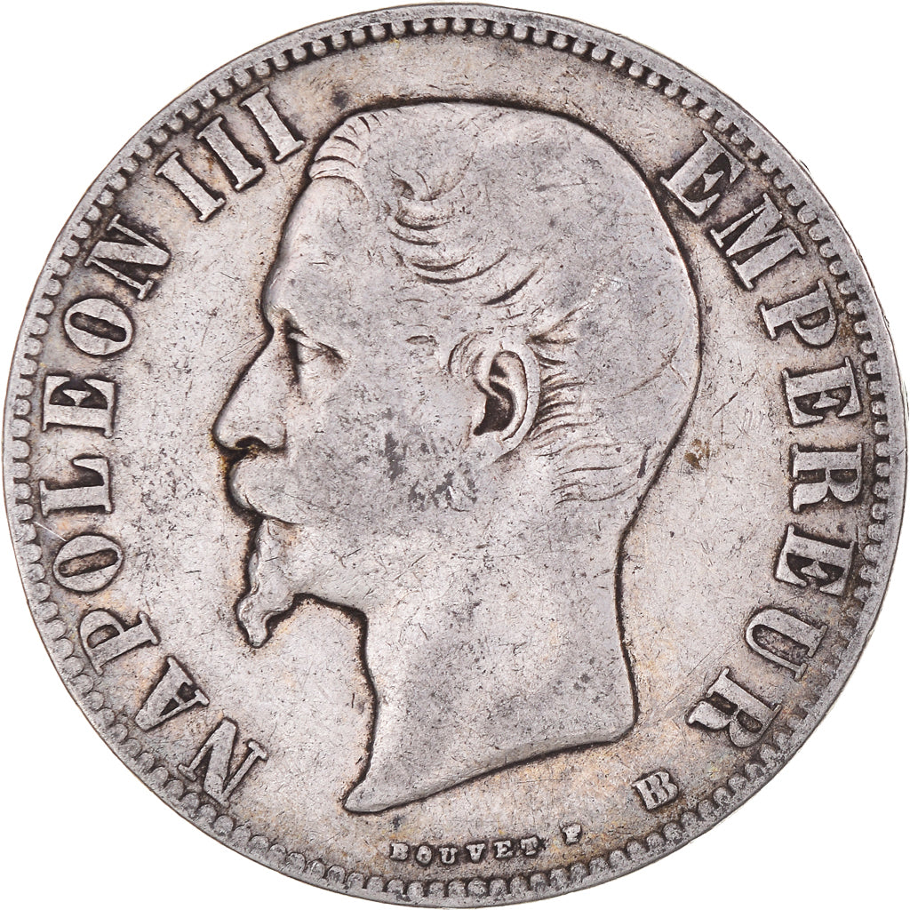 Coin, France, Napoleon III, 5 Francs, 1855, Strasbourg, VF(20-25), Silver