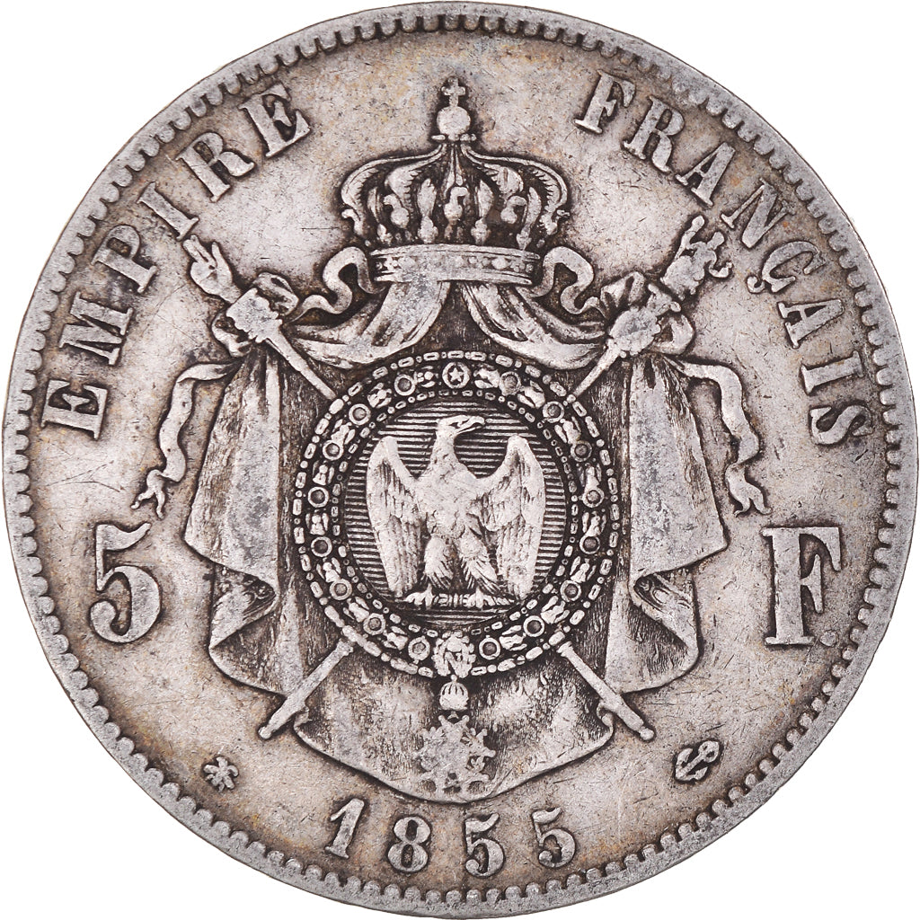 Coin, France, Napoleon III, 5 Francs, 1855, Strasbourg, VF(20-25), Silver