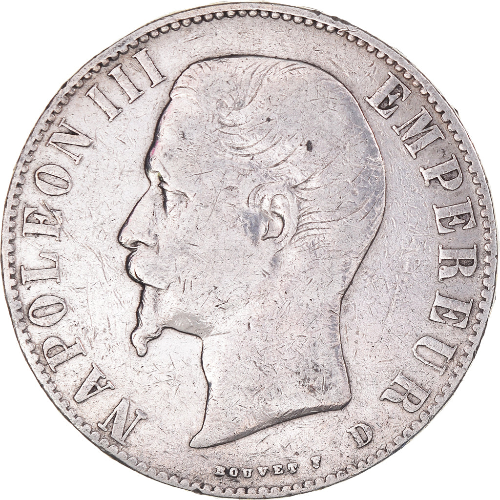 Moneta, Francja, Napoleon III, 5 Francs, 1856, Lyon, VF(20-25), Srebro